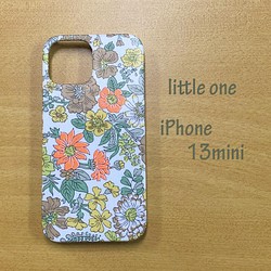 【リバティ生地】エミリー ネオンオレンジ iPhone 13 mini 1枚目の画像