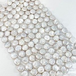 淡水パール バロック ホワイト コイン型 円 まる 白 素材 本真珠 パーツ ビーズ 穴あり ハンドメイド p058 1枚目の画像