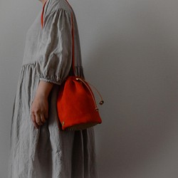 【受注制作】Linen pochette　リネン巾着型ポシェット　 1枚目の画像