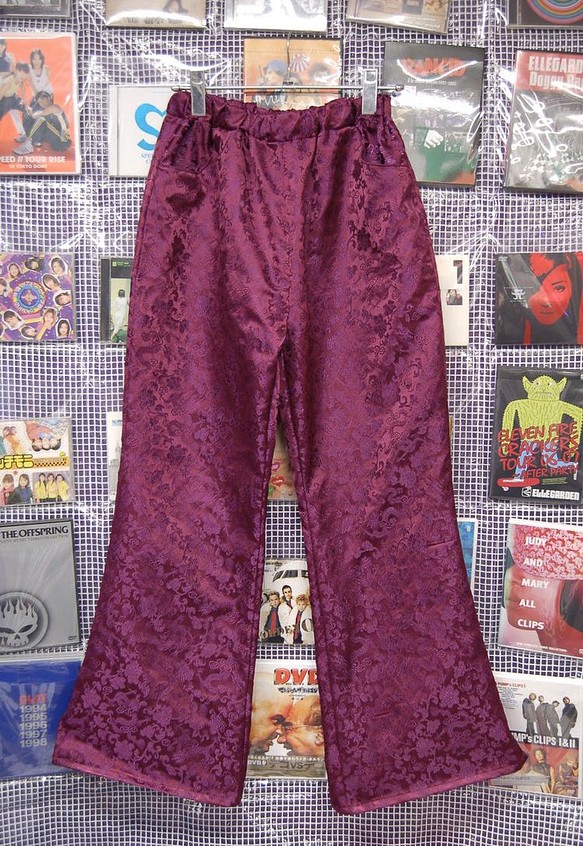 龍紋喇叭褲: 紫色 第1張的照片