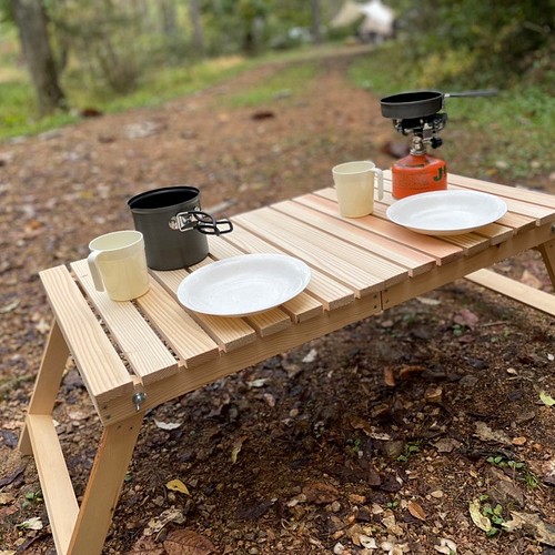 ベテラン大工作】木製ローテーブル キャンプ 折り畳みテーブル 