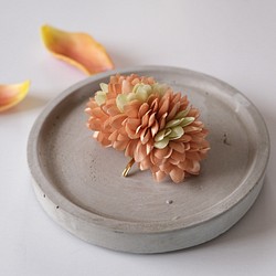 染花のポニーフック ヘアカフ オレンジ/レモンイエロー 布花 -飾る花- 1枚目の画像