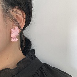 #9 粉紅貝殼裝飾 耳環 : 手工製作軟陶 第1張的照片