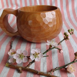 　春ですネ！　さくらの木の一木彫りコーヒーカップ 1枚目の画像
