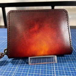 革の手染め-ラウンドファスナー財布 / キャメル（黄+茶） 1枚目の画像