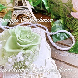 〜Corsage Cherichaux〜 ✩︎⡱グリーンコサージュ/プリザーブドフラワーコサージュ/プリザコサージュ 1枚目の画像