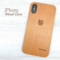 名入れ無料 iPhone 木製ケース ピエロ 天然木 1枚目の画像