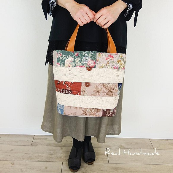 リネンパッチワーク薔薇トーションレースBAG www.cleanlineapp.com