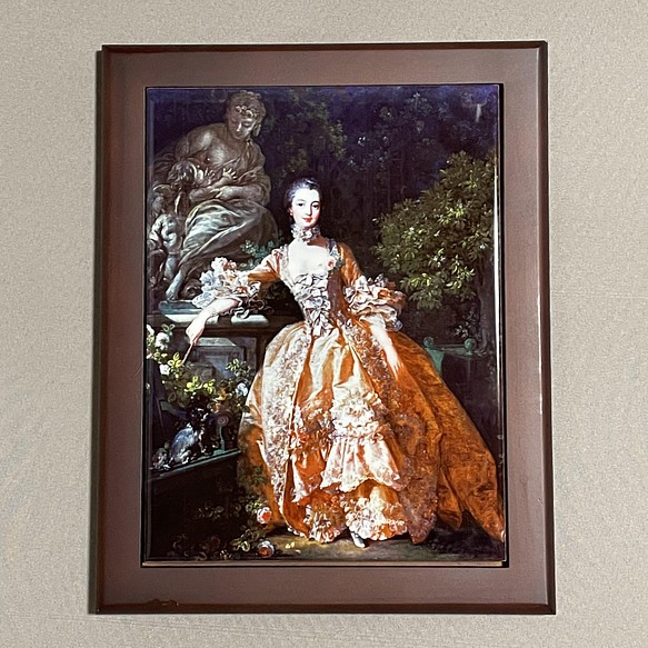 ポンパドゥール夫人（ピンクのドレス）ブーシェ作　フォトタイル木製フレーム付き 1枚目の画像