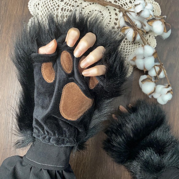 【ギフトホットセール】猫の爪ハーフフィンガーグローブ|おかしいかわいい暖かい犬バニーベア動物の爪獣のドレス 1枚目の画像