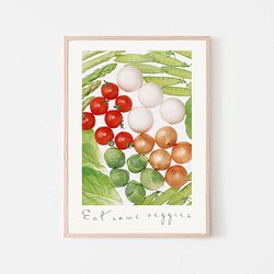 野菜のポスター / アートポスター カラー 縦長 ミニマル ベジタブル 野菜 トマト キャベツ 玉ねぎ 豆 1枚目の画像
