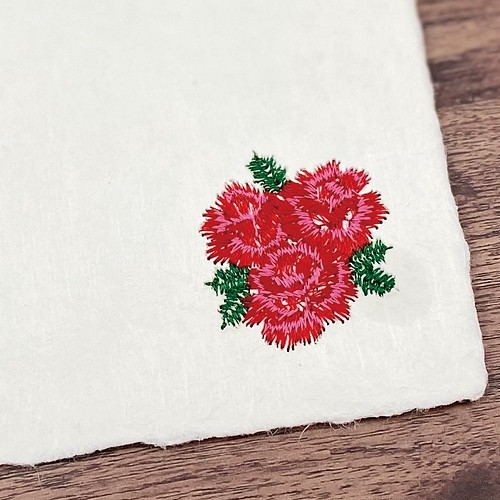 5枚セット 薔薇の和紙カード 刺繍 紙刺繍 おしゃれ刺繍 受注生産 カード レター Adedry Enbory 通販 Creema クリーマ ハンドメイド 手作り クラフト作品の販売サイト