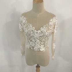 ウエディングドレス ボレロ トップスのみ 長袖　 3D立体レース刺繍