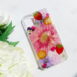 可愛い ♡ iphoneケース  スマホケース 押し花ケース ピンクガーベラ 1枚目の画像