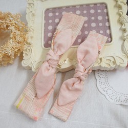 日本二重紗 親子款綁結髮帶 粉嫩水彩 蕾絲花 母女裝 手工髮帶 第1張的照片