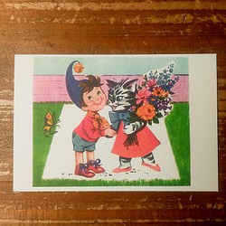 レトロ花束のプレゼントポストカード5枚セット 1枚目の画像
