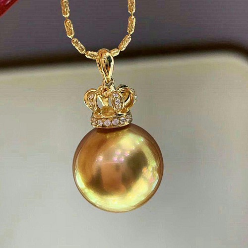 女神専属』真珠ネックレス ダイヤモンド付きペンダント14mmk18真珠の首