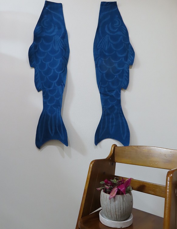 藍染め　青 鯉のぼり　手染め　端午の節句　子供の日　 1枚目の画像
