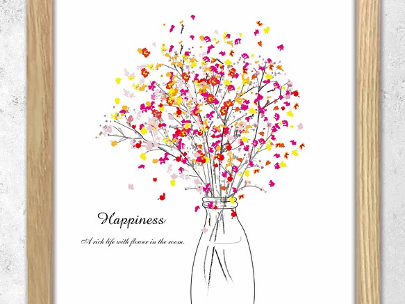 母の日　誕生日プレゼント　結婚祝い　新築祝い　イラスト　 ポスター　A4　アート　seiで検索　花　植物　ｃ-61-2 1枚目の画像