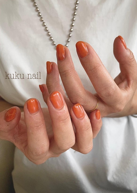 ワンカラーネイルチップ オレンジピール ネイルチップ ネイルシール Kuku Nail 通販 Creema クリーマ ハンドメイド 手作り クラフト作品の販売サイト