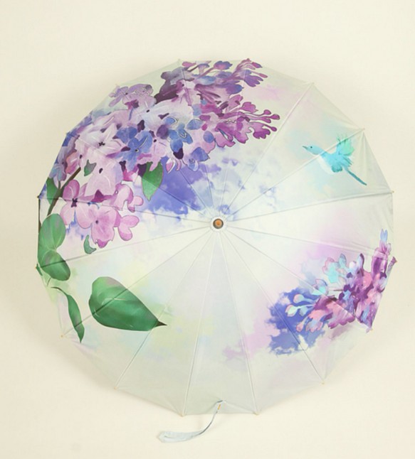 雨傘 耐風骨 ジャンプ長傘 花柄 グレー 新品 1枚目の画像