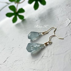 ✨rough stones✨14kgfモスアクアマリンのピアス/イヤリング015 ピアス