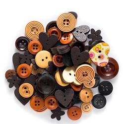 木製ボタンアソート　ブラウン系　15㎜～25㎜　50個 1枚目の画像