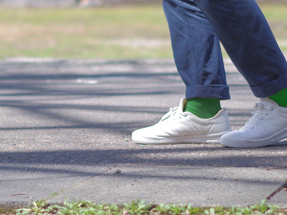 キナリノ掲載 メンズソックス 靴下 緑 グリーン フィット「TRIP SCOTT」 GREEN 1枚目の画像
