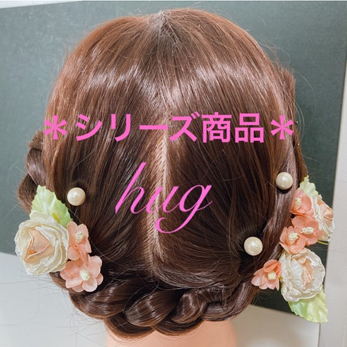 パールピンクローズと小花の髪飾り ヘアアクセサリー hug 通販｜Creema 