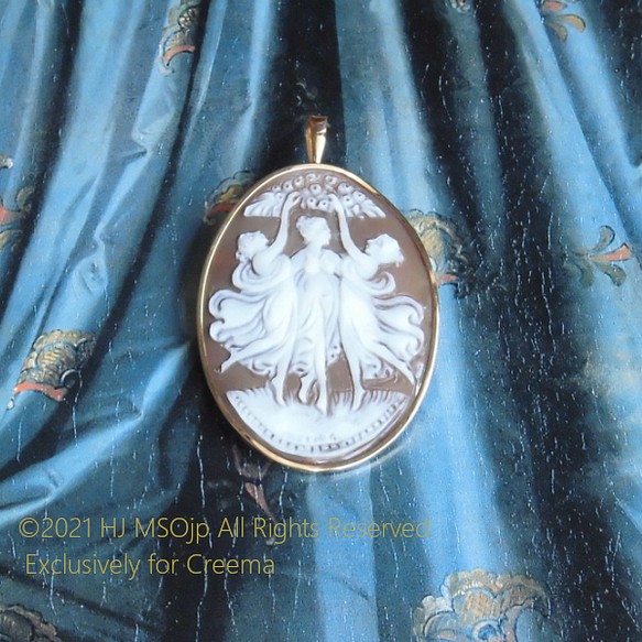 K18 Three Muses Graces Cameo brooch & pendant