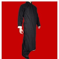 オーダーメード伝統的中国礼服 コットン生地 手作りチャイナカラー付き 黒 プレミアムコート#121 1枚目の画像