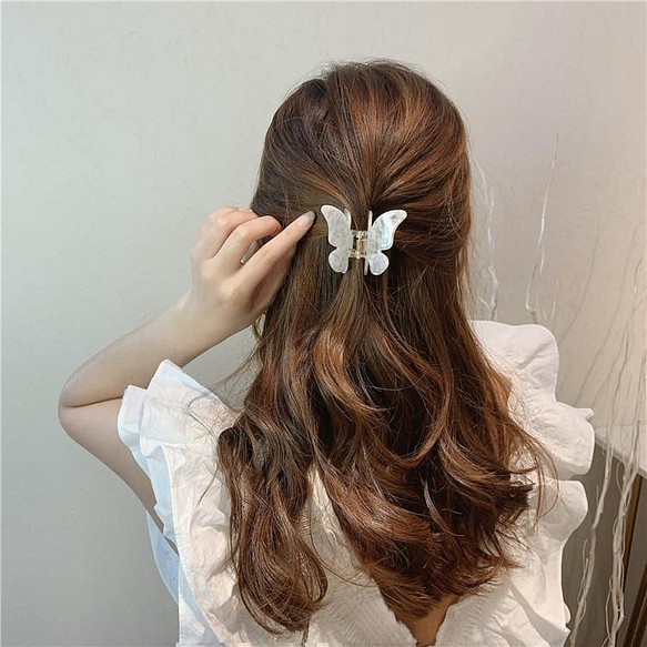 韓国ファッション ホワイト蝶々モチーフヘアクリップ アクセサリー