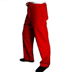 オーダーメード手作り 丈夫なコットン生地 履き心地のいい 赤 太極拳トレーニングパンツ#125 1枚目の画像