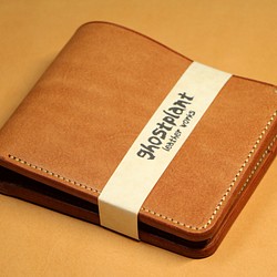【インポケット二つ折り財布】国産オイル キャメル ED-014 1枚目の画像