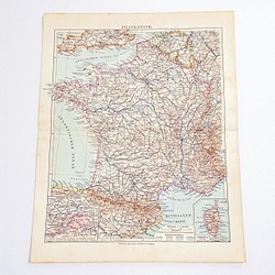 フランス アンティークマップ 古地図 ビンテージ 地図 図版 マイヤー