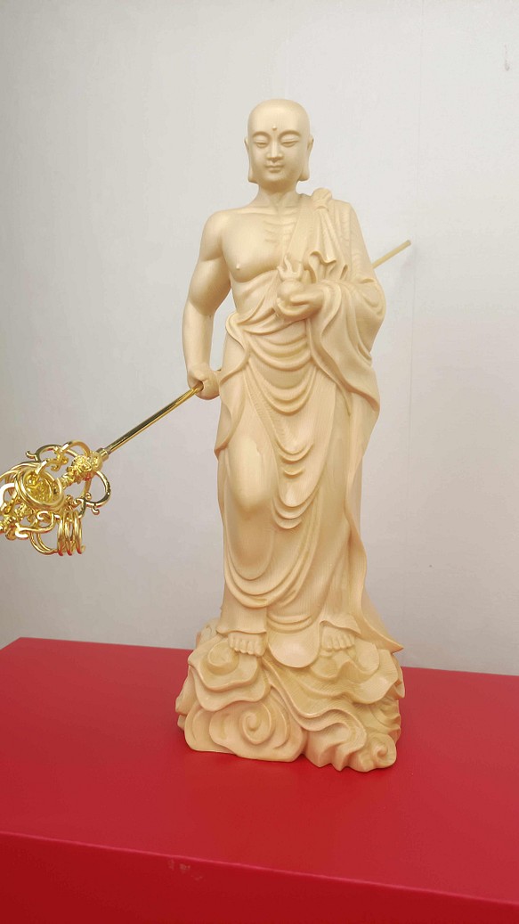極上彫　木彫仏像　地蔵菩薩立像　精密細工　仏教美術　仏教工芸品 置物