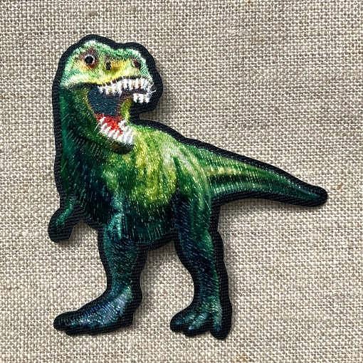 アップリケワッペン プリント恐竜 ティラノサウルス 緑 ST　W-2137 1枚目の画像