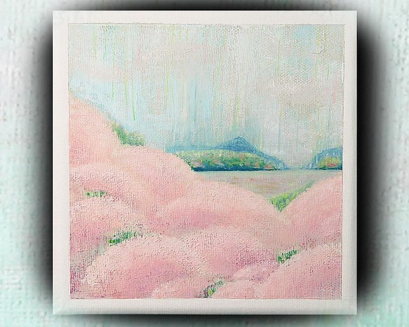 春かすみ／アクリル画　キャンバス　原画　Ｓ0号　春到来　桜前線　かすむ空 1枚目の画像