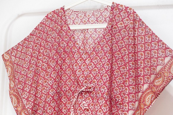 聖誕節禮物 情人節禮物 交換禮物 生日禮物木刻印純棉蝴蝶洋裝 印度有機棉 india blockprint木刻印罩衫-花 第1張的照片