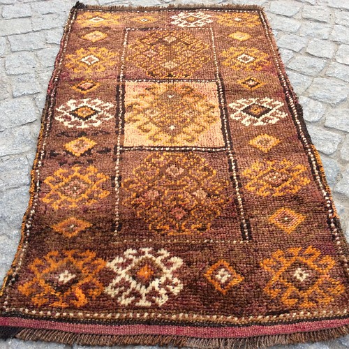 手織りトルコ絨毯 96x57cm ヴィンテージ ラグ カーペット・絨毯・ラグ 
