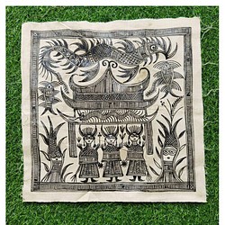 中国 バティック 民族トライバルアート ペインティング ３８x３９cm 漢民族 インテリア ルーム 装飾 #545 1枚目の画像