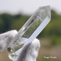 天然石サインジ水晶 約19g約61×15mm(ヒマラヤ産)水晶ポイント結晶