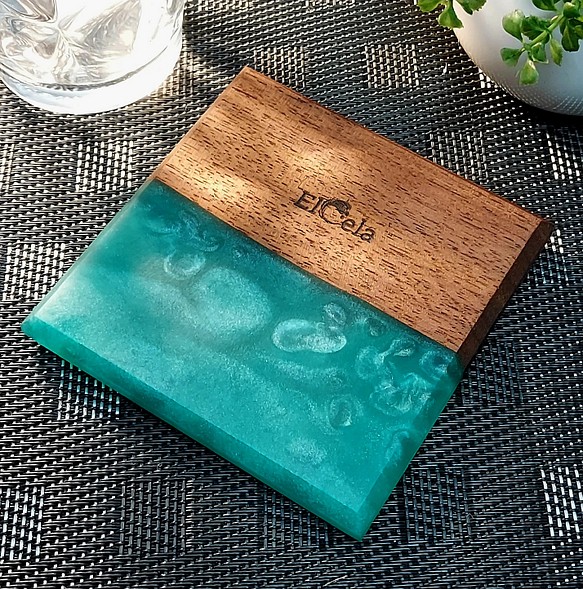 【幸福時刻的杯墊】Elcela wood resin wood green green matte finish 第1張的照片