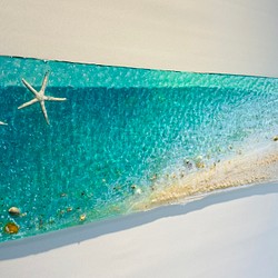 Alex様専用　壁掛けアートパネル エメラルドグリーンの海 白砂のビーチ オーシャン mimamo90×25 1枚目の画像