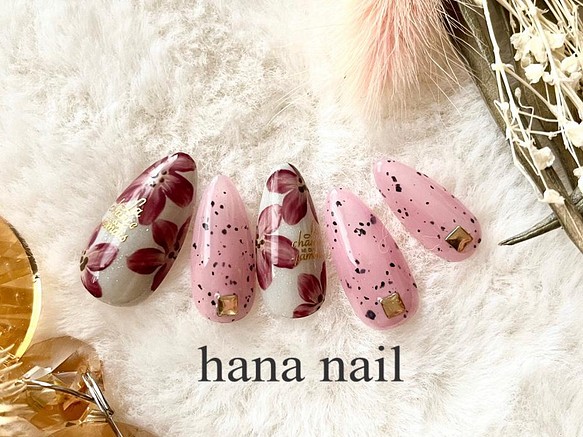 フラワーアートネイルチップ オーバルポイント ネイルチップ ネイルシール Hana Nail 通販 Creema クリーマ ハンドメイド 手作り クラフト作品の販売サイト