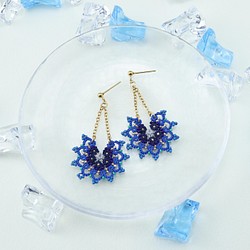 【特輯】梭織花邊串珠耳環 顏色 藍色 *可換成耳環 第1張的照片