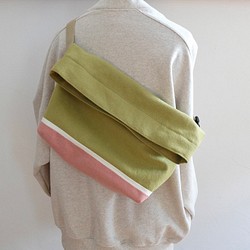 Body bag  ピスタチオ×コーラル（柔らかな帆布） 1枚目の画像