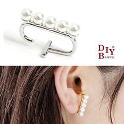 新品 [1 件] 銀色五顆玻璃珍珠耳骨夾 NF/Made in Tokyo 第1張的照片