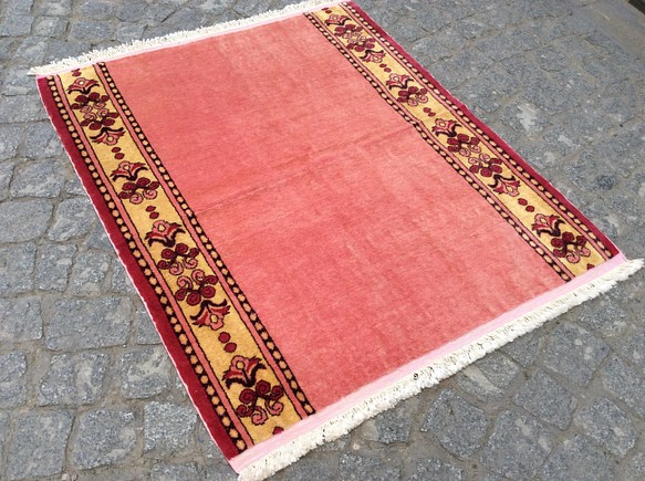 手織りトルコ絨毯 96x81cm ヴィンテージ ラグ 1枚目の画像