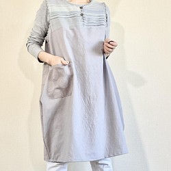 【再販】手織りとドット模様のバルーンジャンバースカート　くすみカラー　M～Lサイズ 1枚目の画像